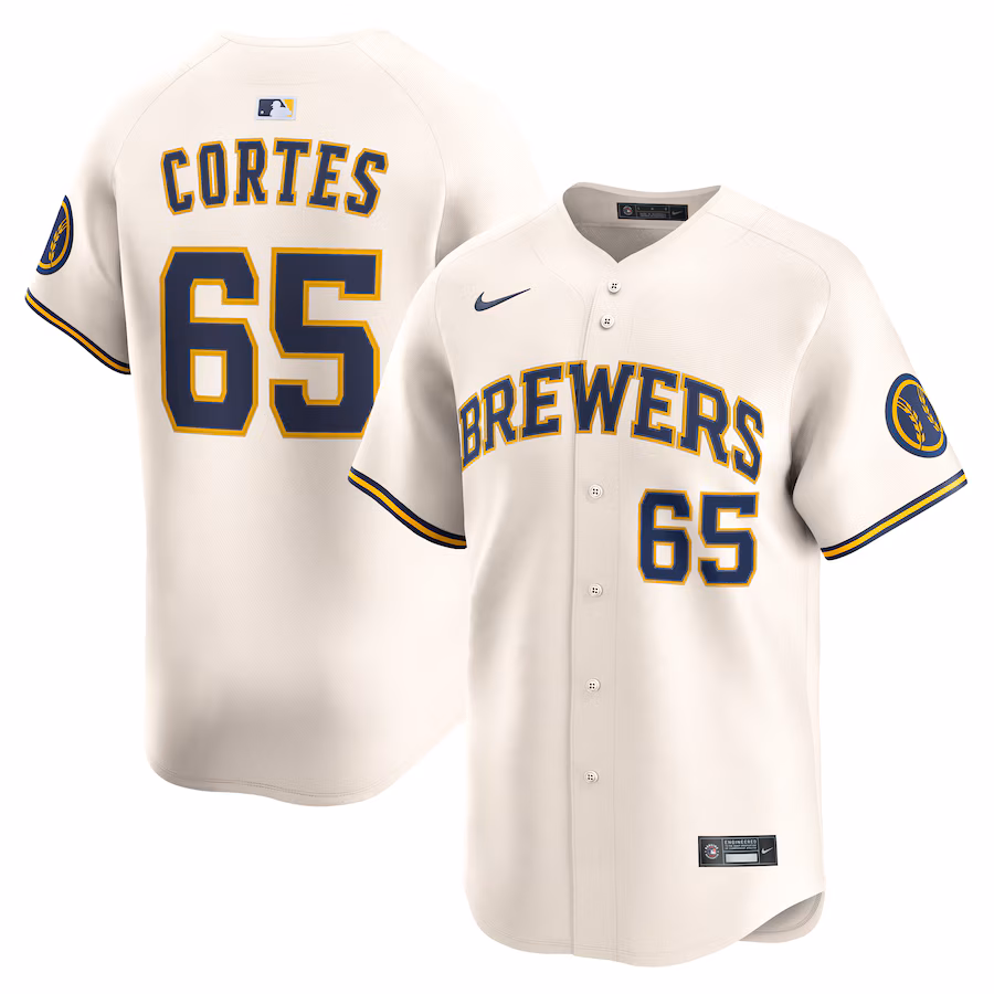 Men's Milwaukee Brewers Nestor Cortes Nike Cream Home Limited Player Jersey - Ujersey Shop