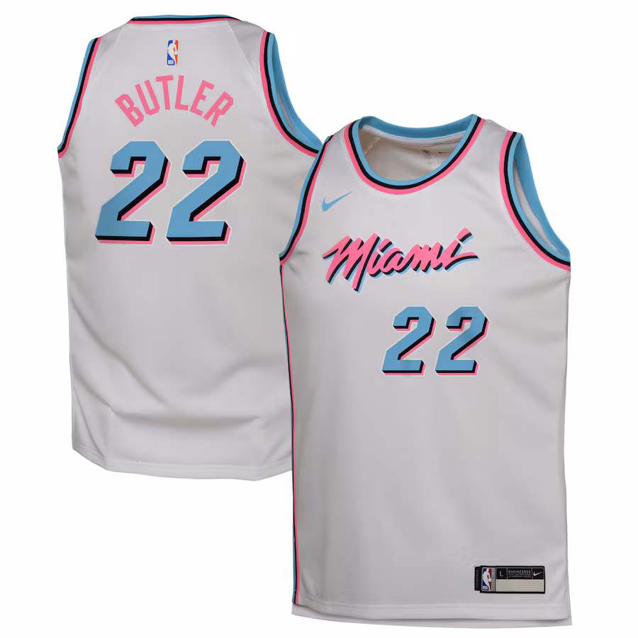 Youth Miami Heat Jimmy Butler Nike White 2024/25 Swingman Player Jersey - City Edition - Ujersey Shop
