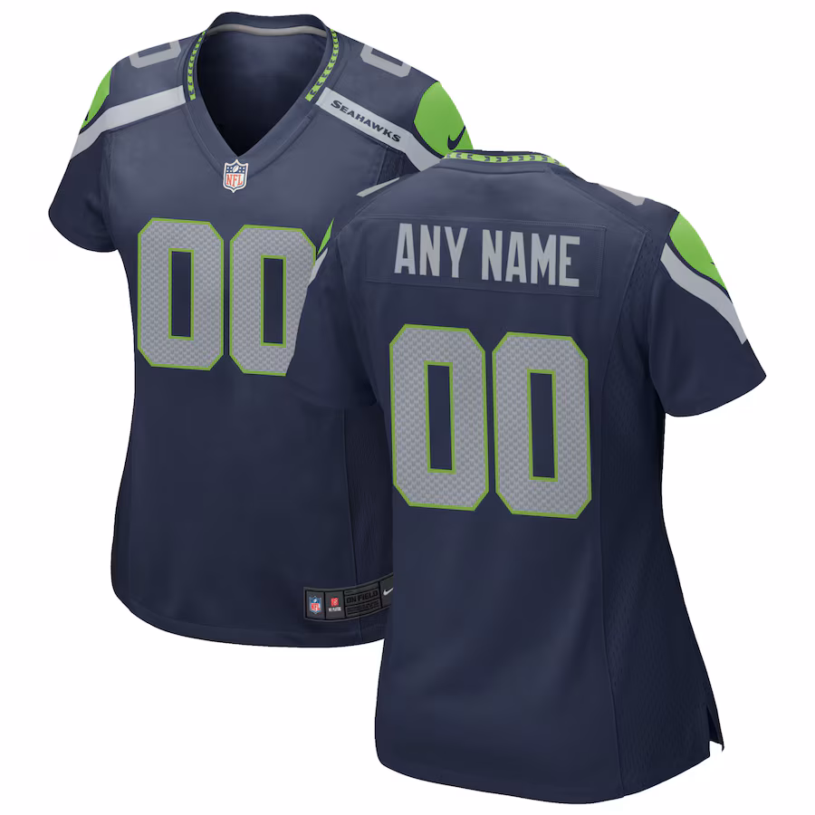 Women's Nike College Navy Seattle Seahawks Custom Game Jersey - Ujersey Shop