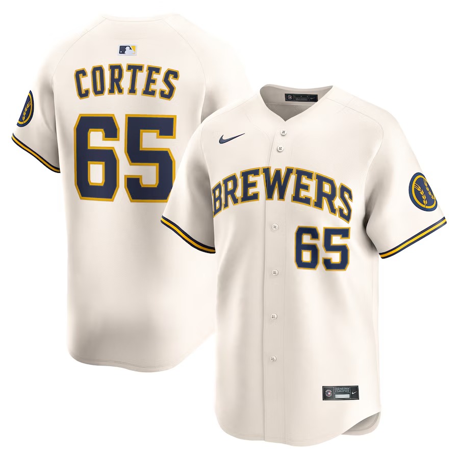 Men's Milwaukee Brewers Nestor Cortes Nike Cream Home Limited Player Jersey - Ujersey Shop