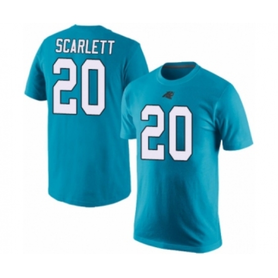 Football Men's Carolina Panthers #20 Jordan Scarlett Blue Rush Pride Name & Number T-Shirt - Ujersey Shop