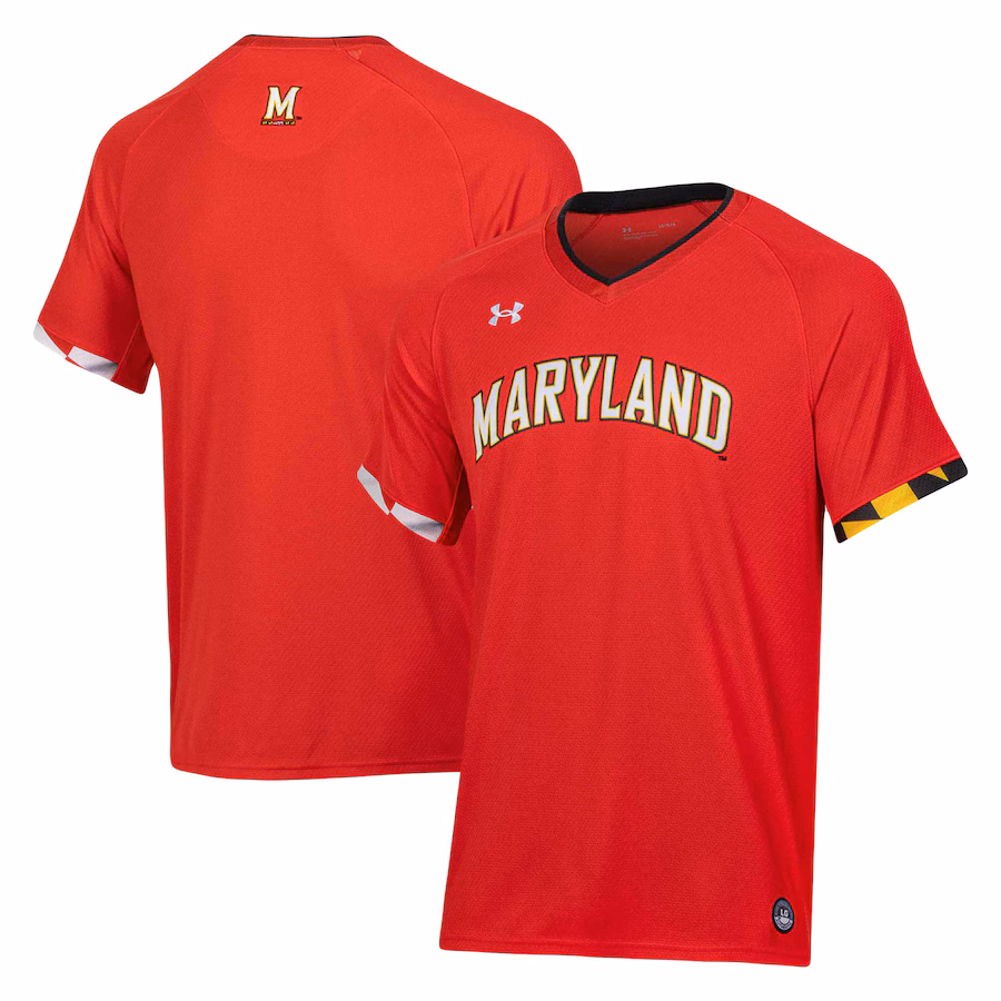 Men's Under Armour Red Maryland Terrapins Softball V-Neck Jersey - Ujersey Shop