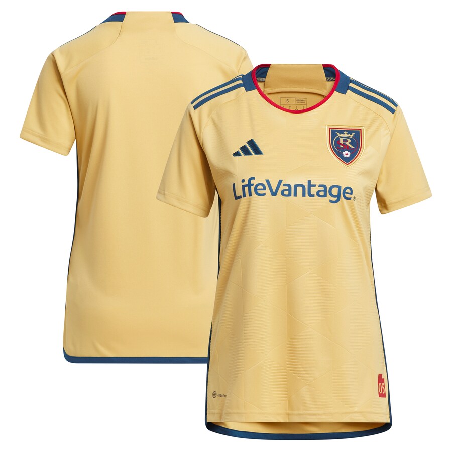 Women's Real Salt Lake adidas Gold 2023 The Beehive State Kit Replica Jersey - Ujersey Shop