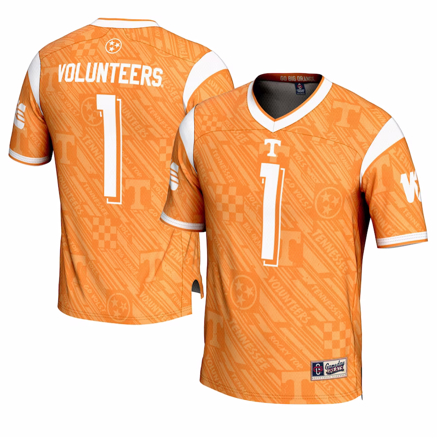 #1 Tennessee Volunteers GameDay Greats Youth Highlight Print Football Fashion Jersey - Tennessee Orange - Ujersey Shop