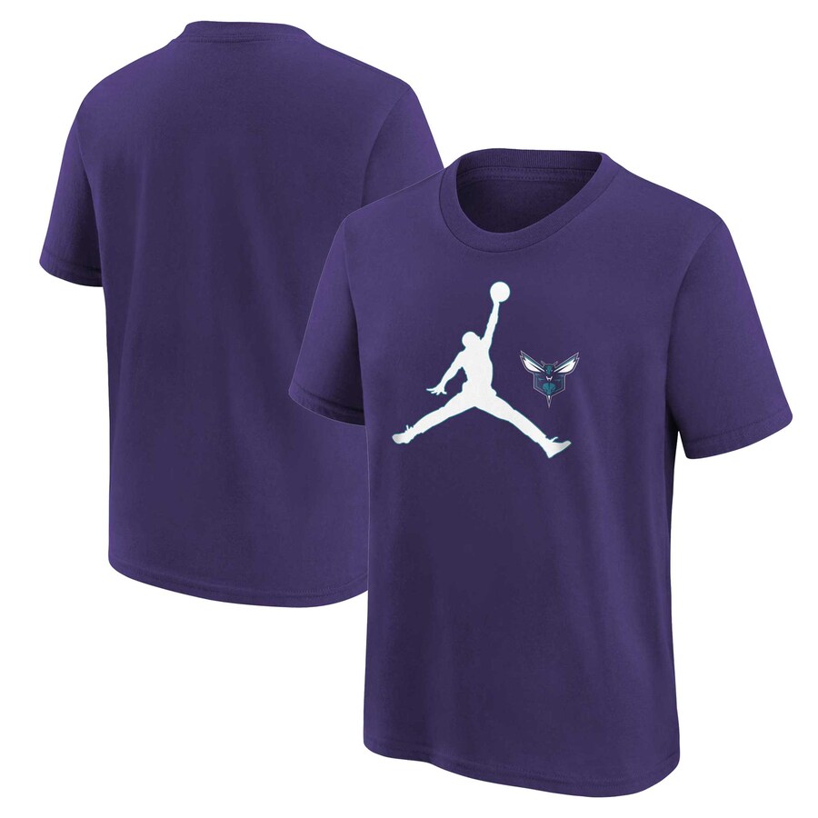 Youth Charlotte Hornets Jordan Brand Purple Essential Swoosh T-Shirt - Ujersey Shop