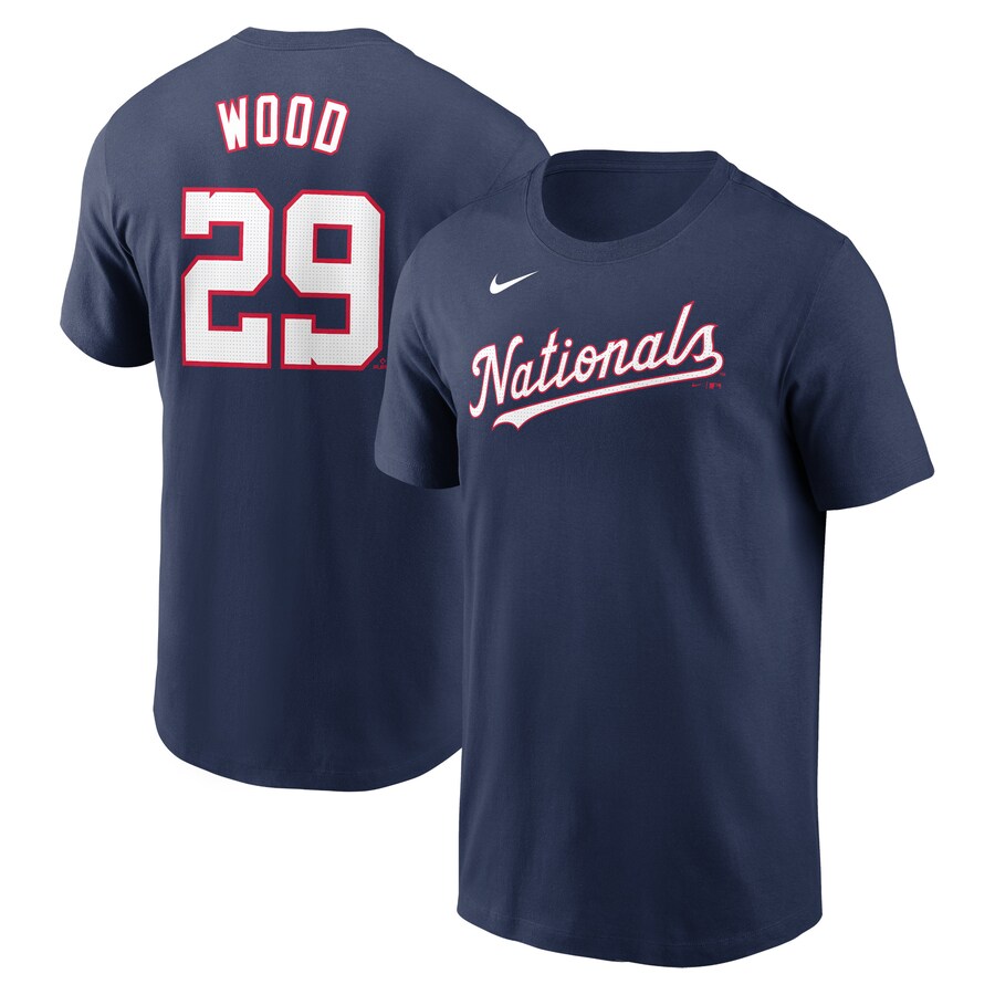 Men's Washington Nationals James Wood Nike Navy Fuse Name & Number T-Shirt - Ujersey Shop