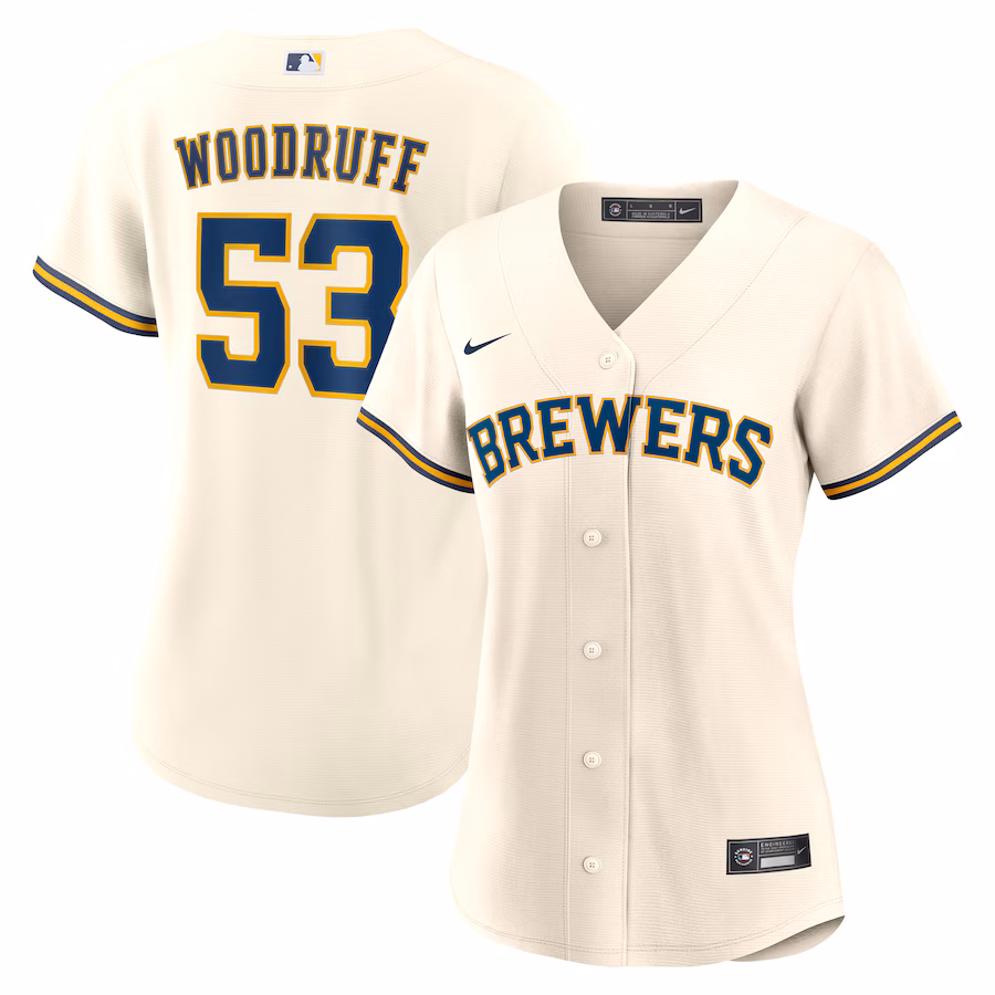 Women's Milwaukee Brewers Brandon Woodruff Nike White Home Replica Jersey - Ujersey Shop