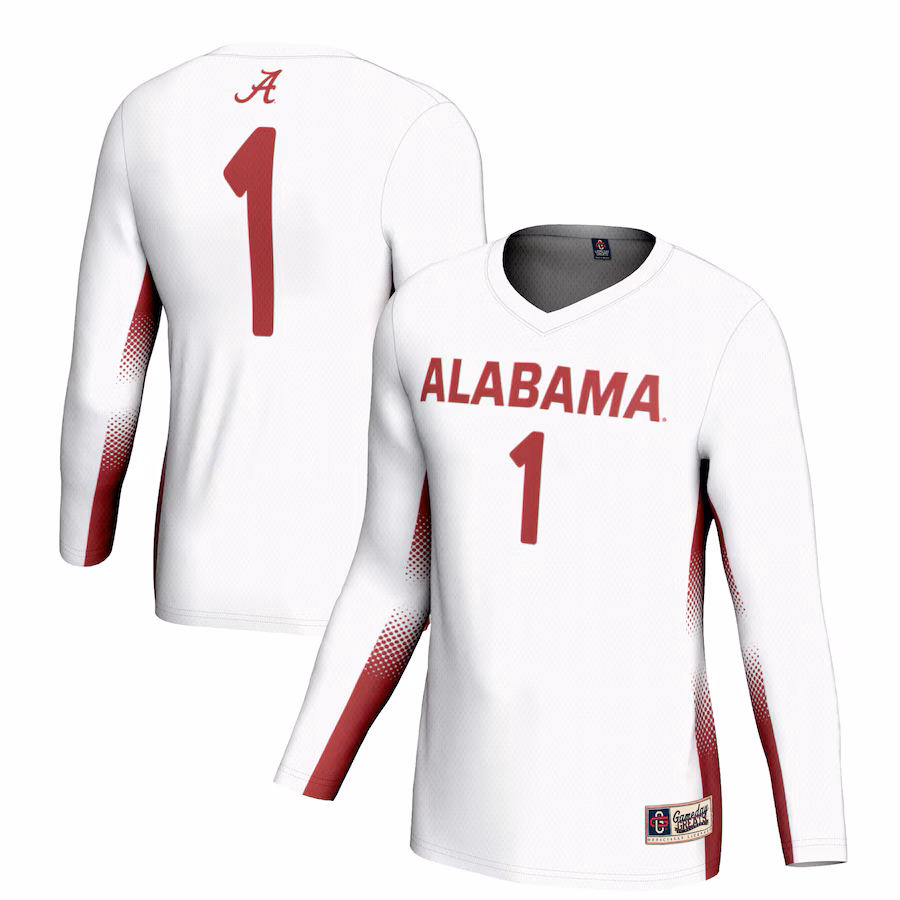 Youth GameDay Greats #1 White Alabama Crimson Tide Lightweight Volleyball Fashion Jersey - Ujersey Shop