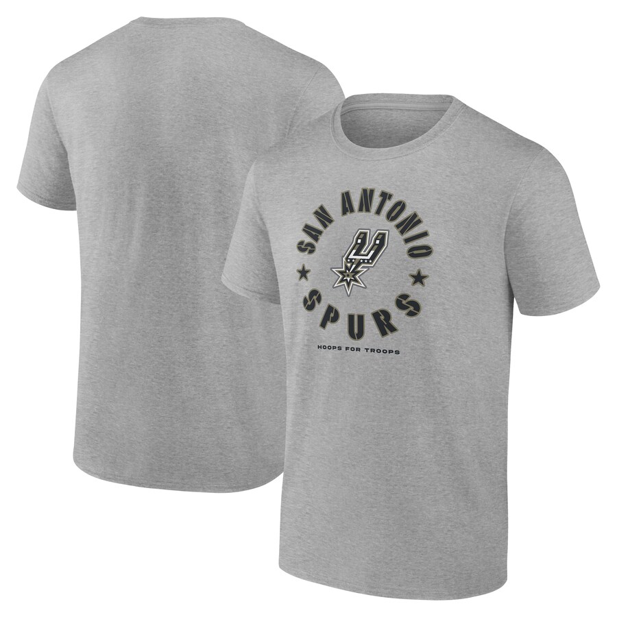Men's San Antonio Spurs Heather Gray Hoops for Troops T-Shirt - Ujersey Shop