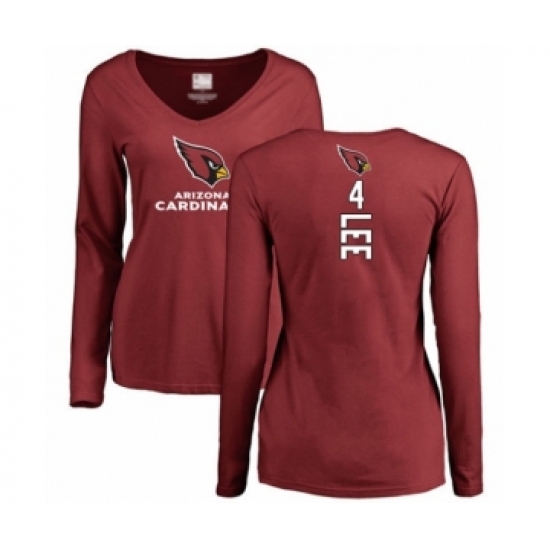 Football Women's Arizona Cardinals #4 Andy Lee Maroon Backer Long Sleeve T-Shirt - Ujersey Shop
