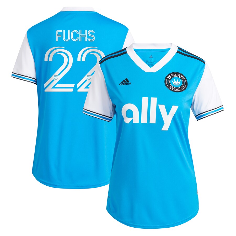 Women's Charlotte FC Christian Fuchs adidas Blue 2022 Primary Replica Player Jersey - Ujersey Shop