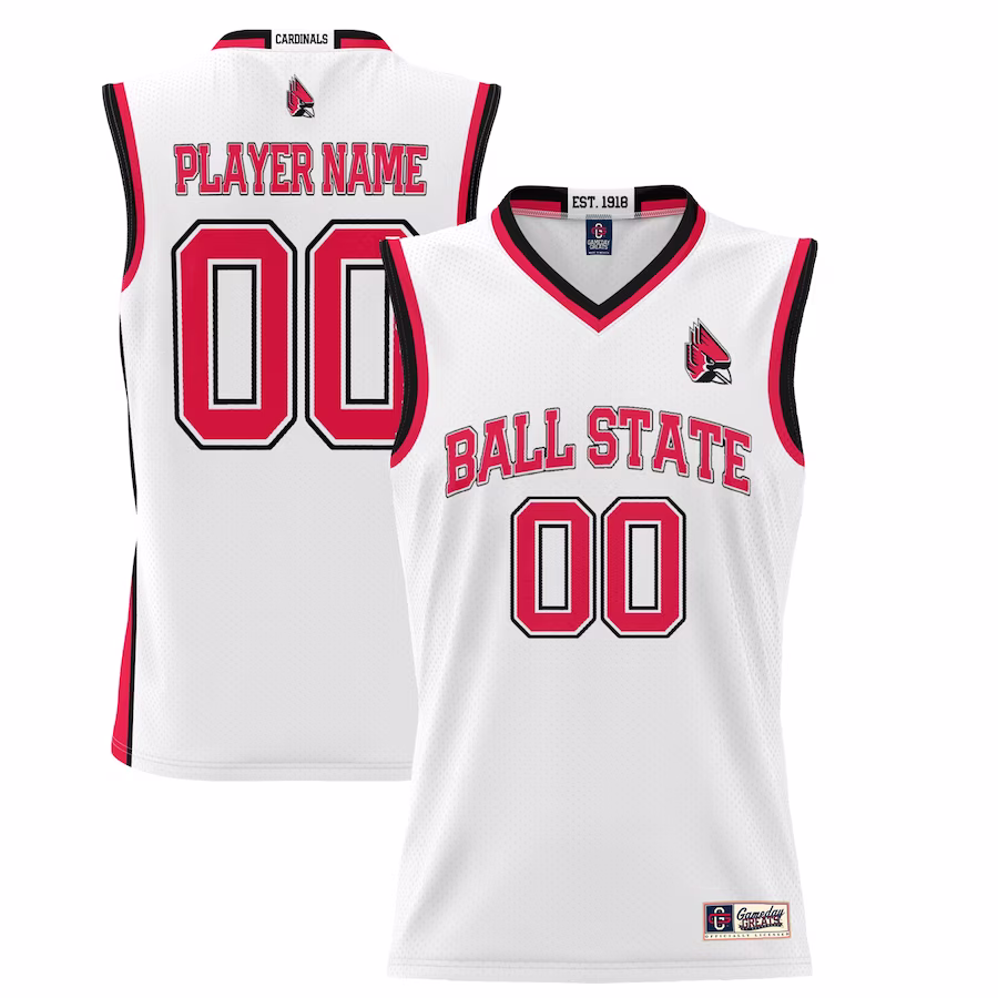 Ball State Cardinals GameDay Greats Unisex  Lightweight NIL Pick-A-Player Basketball Jersey - White - Ujersey Shop