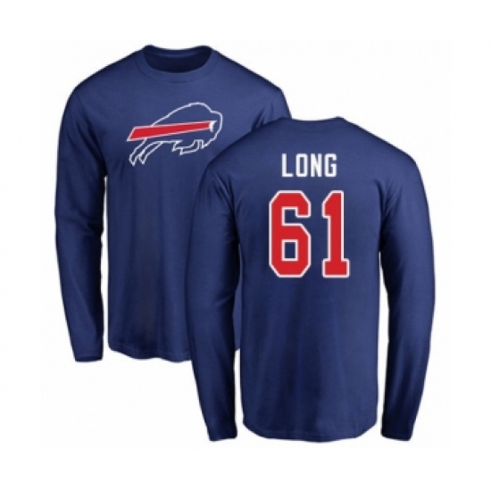Football Buffalo Bills #61 Spencer Long Royal Blue Name & Number Logo Long Sleeve T-Shirt - Ujersey Shop