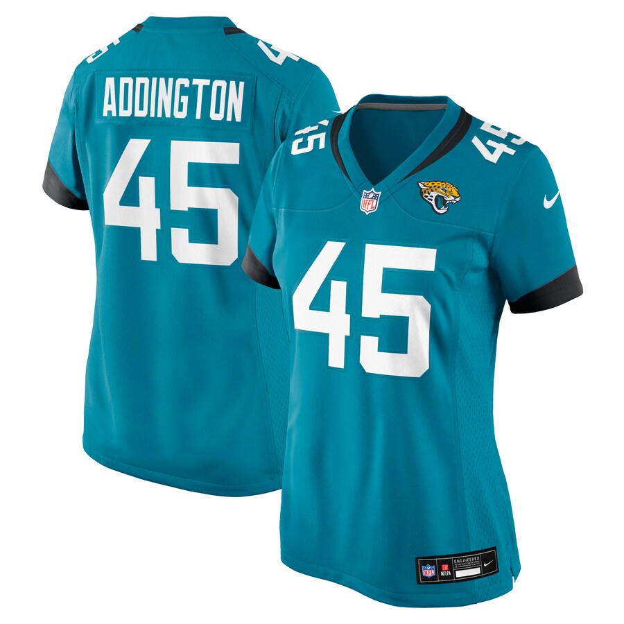 Women's Jacksonville Jaguars Tucker Addington Nike Teal Team Game Jersey - Ujersey Shop