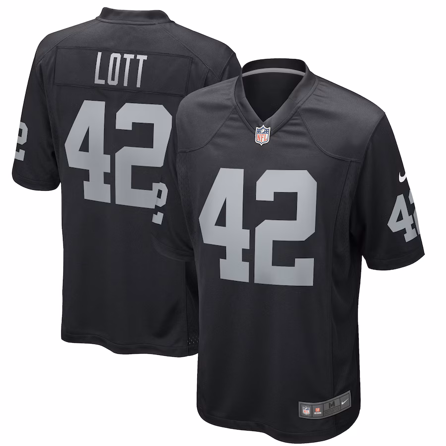 Men's Las Vegas Raiders Ronnie Lott Nike Black Game Retired Player Jersey - Ujersey Shop