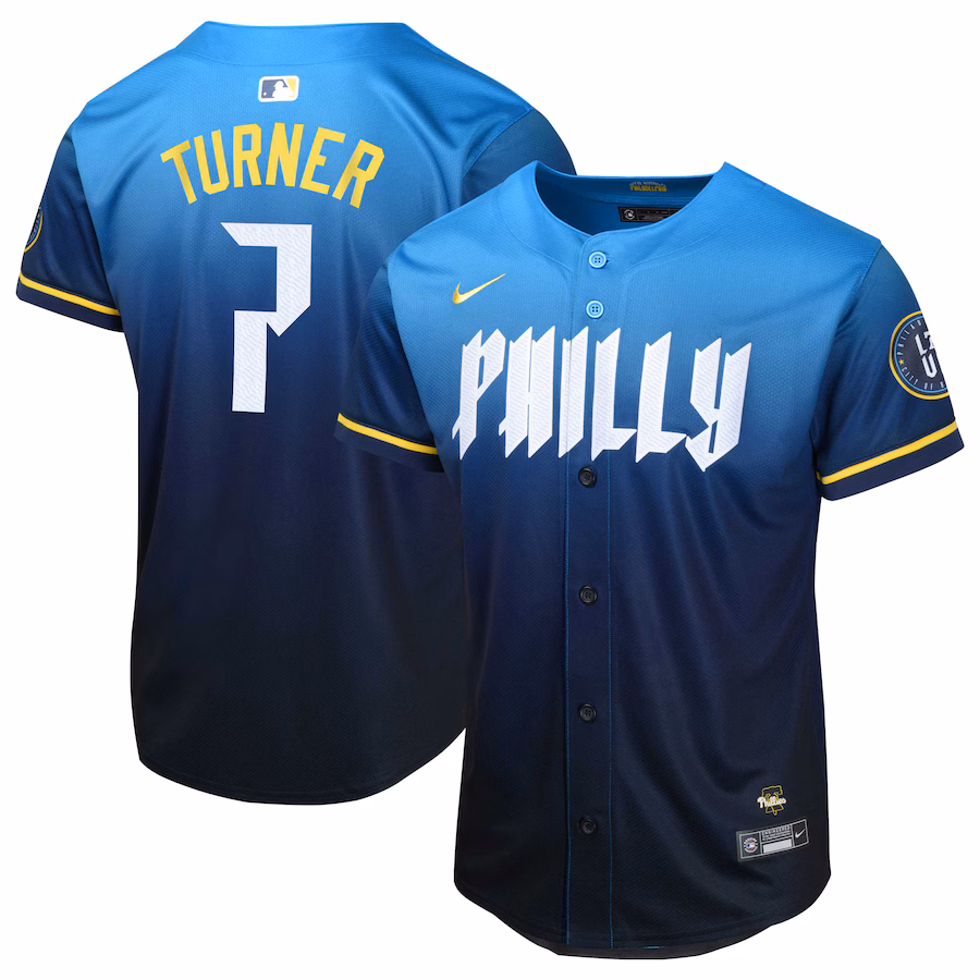Youth Philadelphia Phillies Trea Turner Nike Blue 2024 City Connect Limited Player Jersey - Ujersey Shop