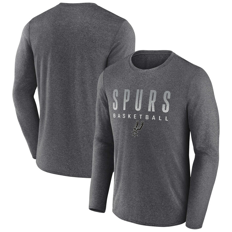 Men's San Antonio Spurs Fanatics Heathered Charcoal Where Legends Play Iconic Practice Long Sleeve T-Shirt - Ujersey Shop