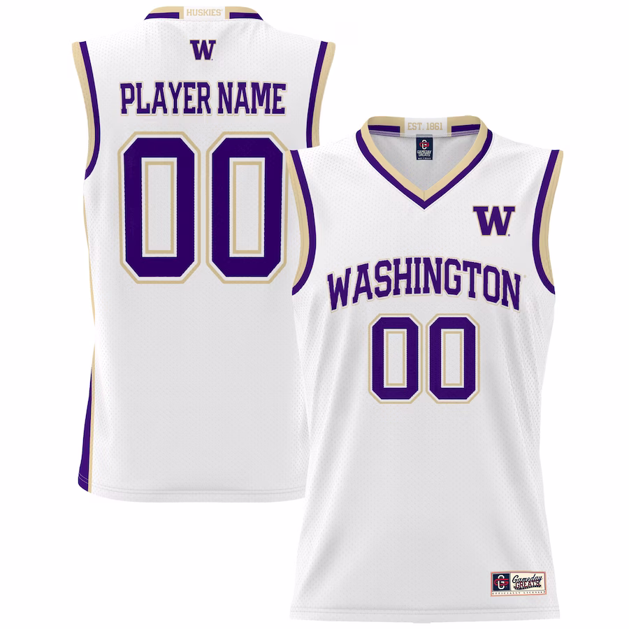 Washington Huskies GameDay Greats Men's NIL Pick-A-Player Lightweight Basketball Jersey - White - Ujersey Shop