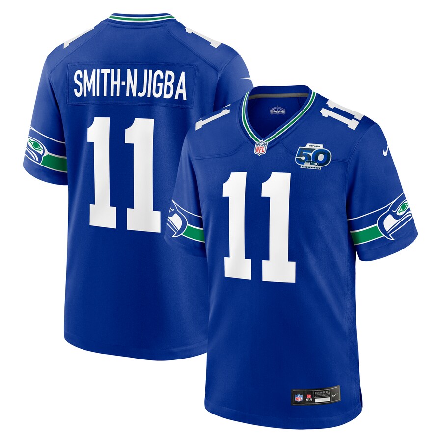 Men's Seattle Seahawks Jaxon Smith-Njigba Nike Royal Alternate 50th Season Game Jersey - Ujersey Shop
