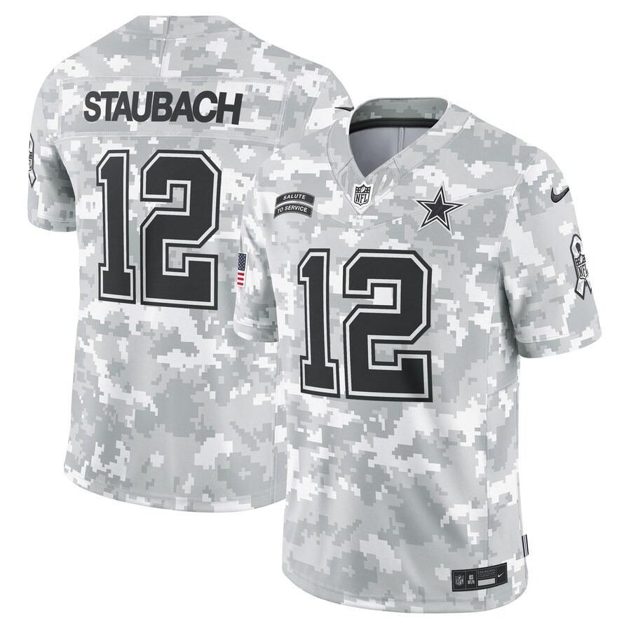 Men's Dallas Cowboys Roger Staubach Nike Arctic Camo 2024 Salute to Service Retired Player Limited Jersey - Ujersey Shop