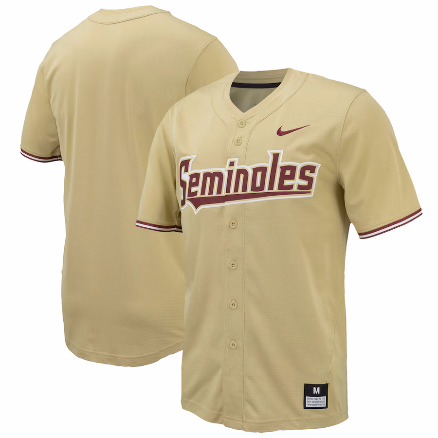 Men's Nike Gold Florida State Seminoles Replica Full-Button Baseball Jersey - Ujersey Shop
