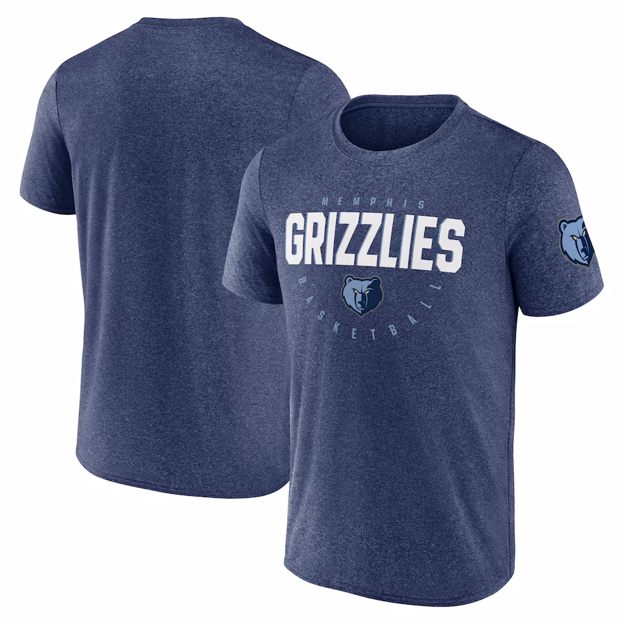 Men's Memphis Grizzlies Heather Navy Block Practice Performance T-Shirt - Ujersey Shop