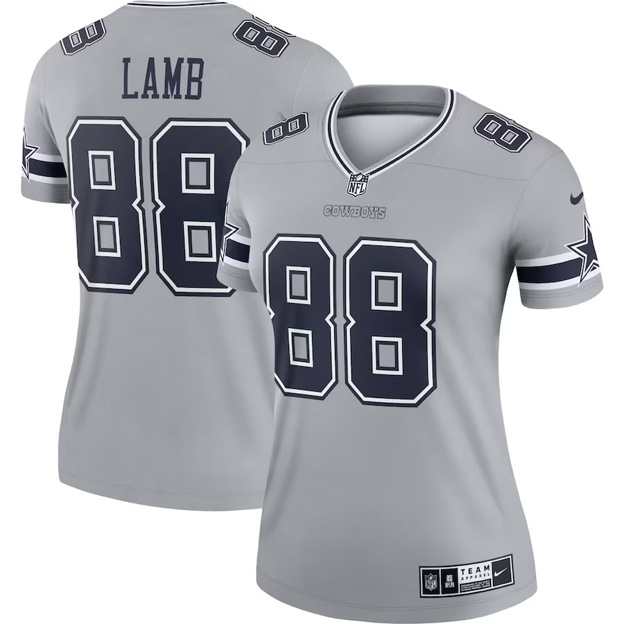 Women's Dallas Cowboys CeeDee Lamb Nike Gray Inverted Legend Jersey - Ujersey Shop