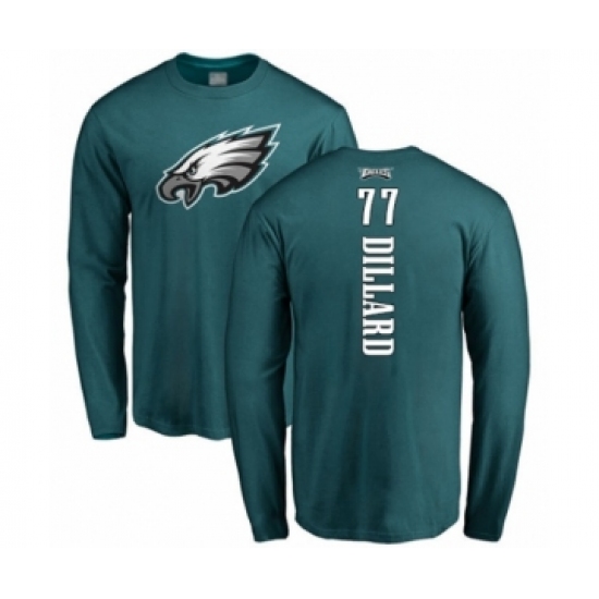 Philadelphia Eagles #77 Andre Dillard Green Backer Long Sleeve T-Shirt - Ujersey Shop