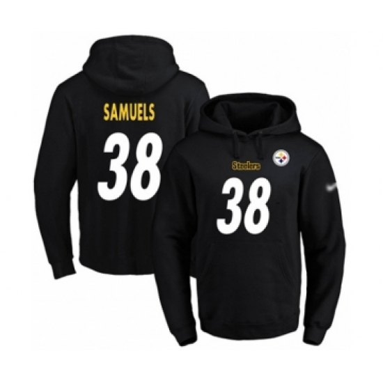 Football Men's Pittsburgh Steelers #38 Jaylen Samuels Black Name & Number Pullover Hoodie - Ujersey Shop