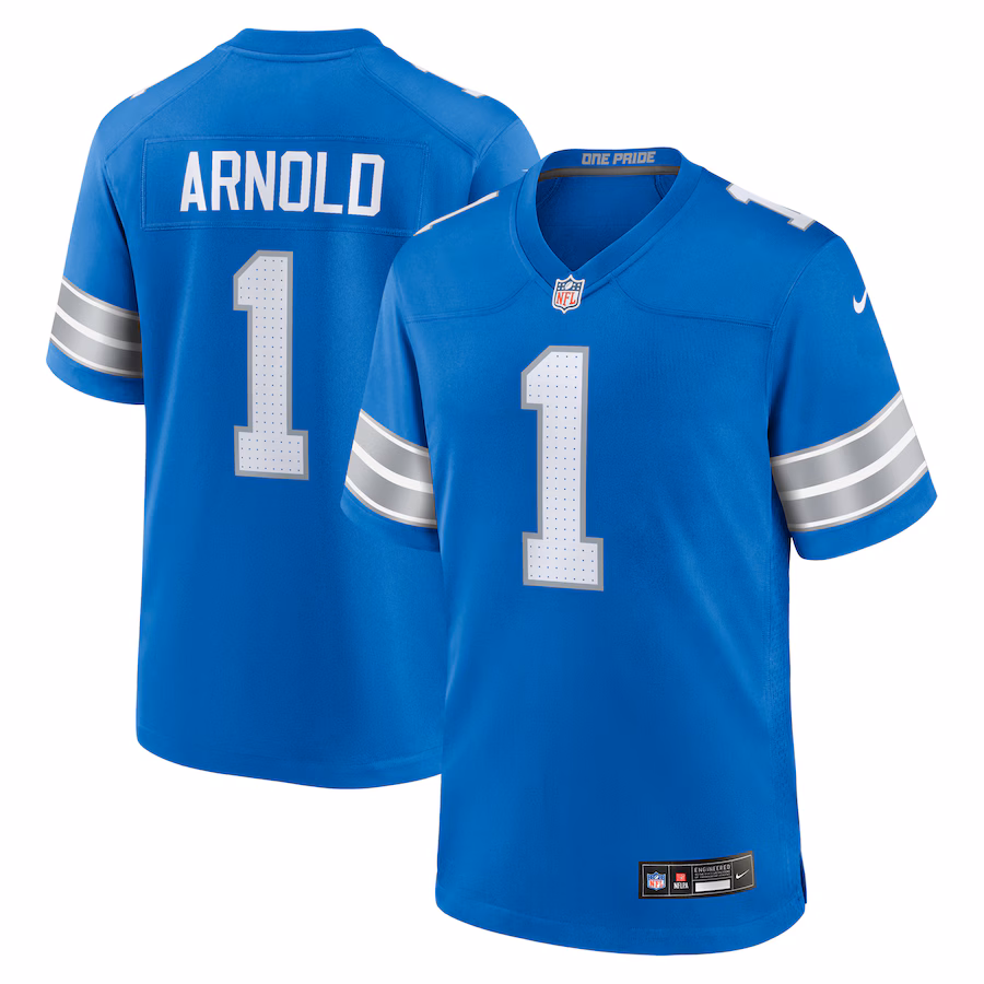 Men's Detroit Lions Terrion Arnold Nike Blue 2024 NFL Draft First Round Pick Player Game Jersey - Ujersey Shop