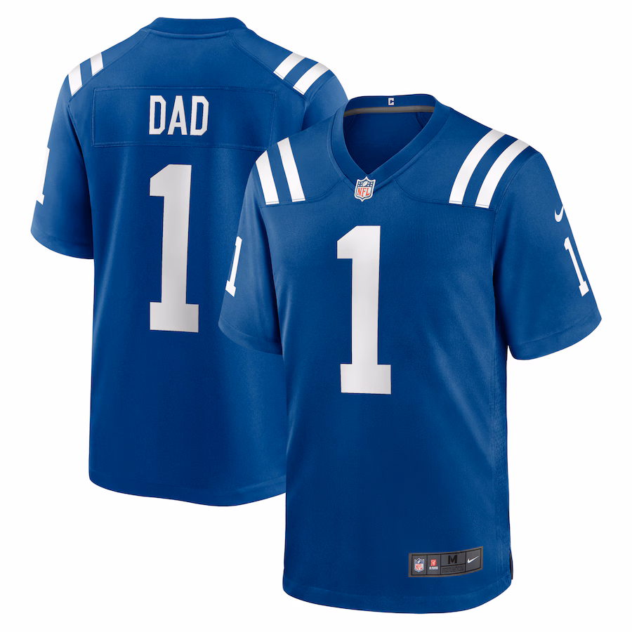Men's Indianapolis Colts Number 1 Dad Nike Royal Game Jersey - Ujersey Shop