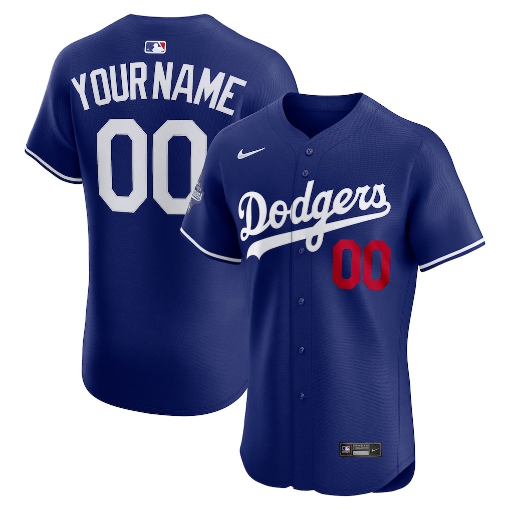 Men's Los Angeles Dodgers Nike Royal 2025 World Series Champions Alternate Elite Custom Jersey - Ujersey Shop