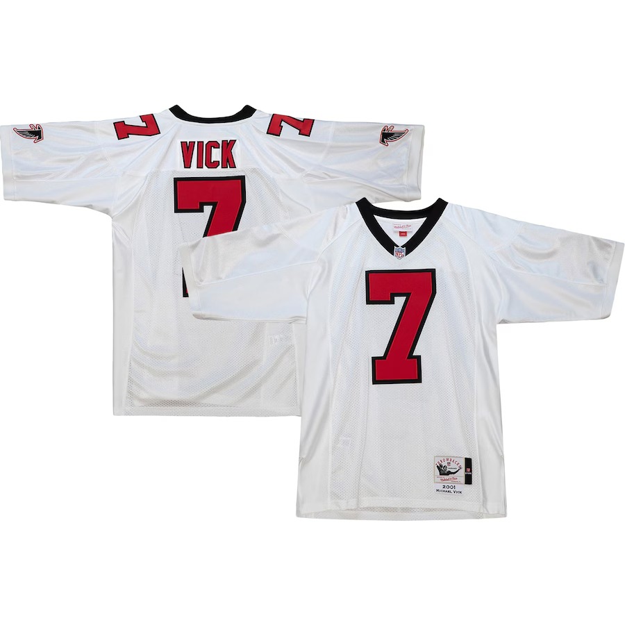Men's Atlanta Falcons 2001 Michael Vick Mitchell & Ness White Authentic Throwback Retired Player Jersey - Ujersey Shop