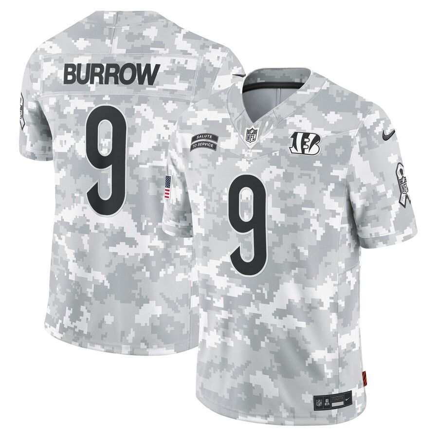 Men's Cincinnati Bengals Joe Burrow Nike Arctic Camo 2024 Salute to Service Limited Jersey - Ujersey Shop