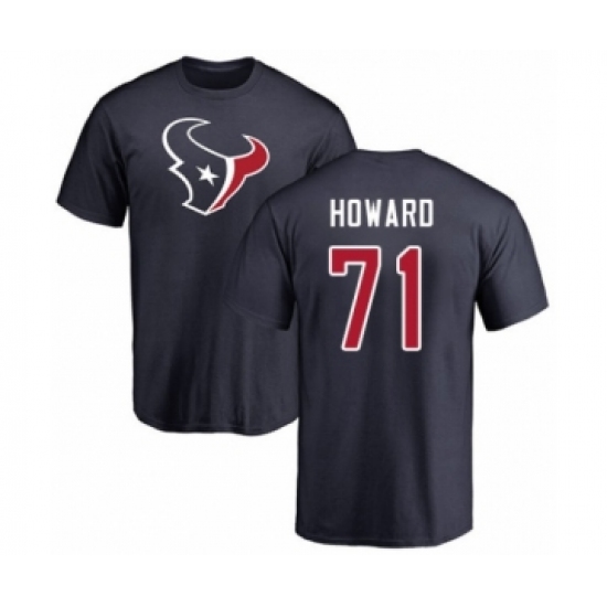 Football Houston Texans #71 Tytus Howard Navy Blue Name & Number Logo T-Shirt - Ujersey Shop