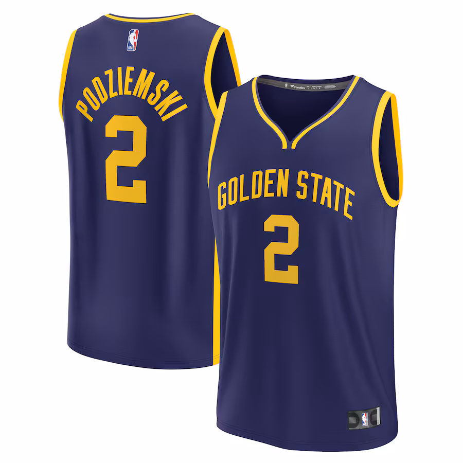 Men's Golden State Warriors Brandin Podziemski Fanatics Navy  Fast Break Replica Jersey - Statement Edition - Ujersey Shop