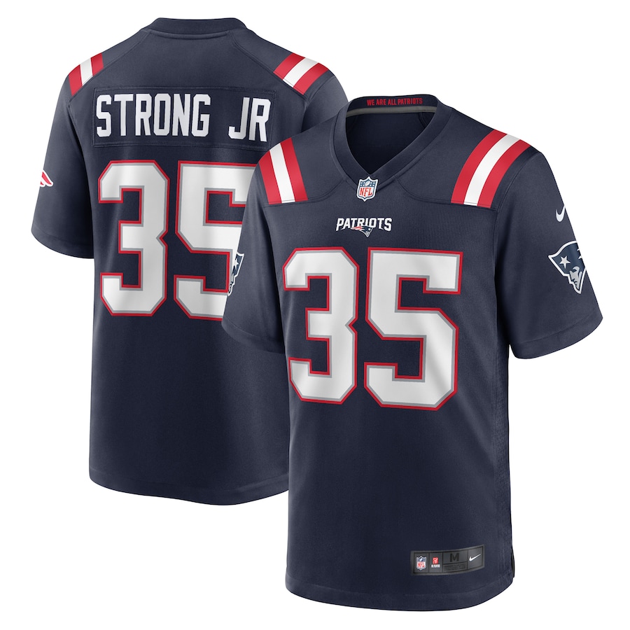 Men's New England Patriots Pierre Strong Jr. Nike Navy Game Player Jersey - Ujersey Shop