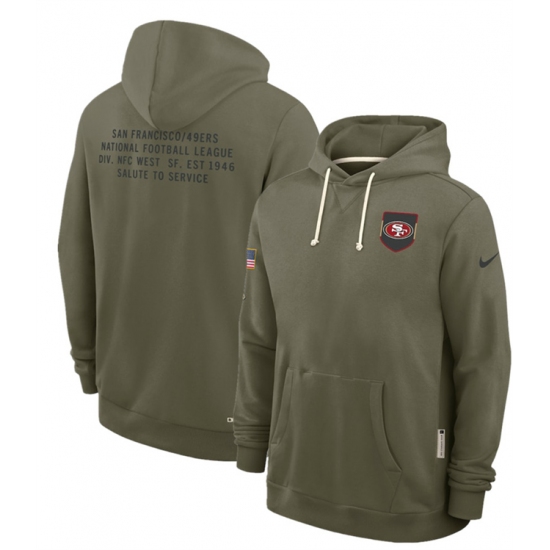 Men's San Francisco 49ers Olive 2025 Salute to Service Pullover Hoodie - Ujersey Shop