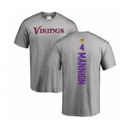 Football Minnesota Vikings #4 Sean Mannion Ash Backer T-Shirt - Ujersey Shop