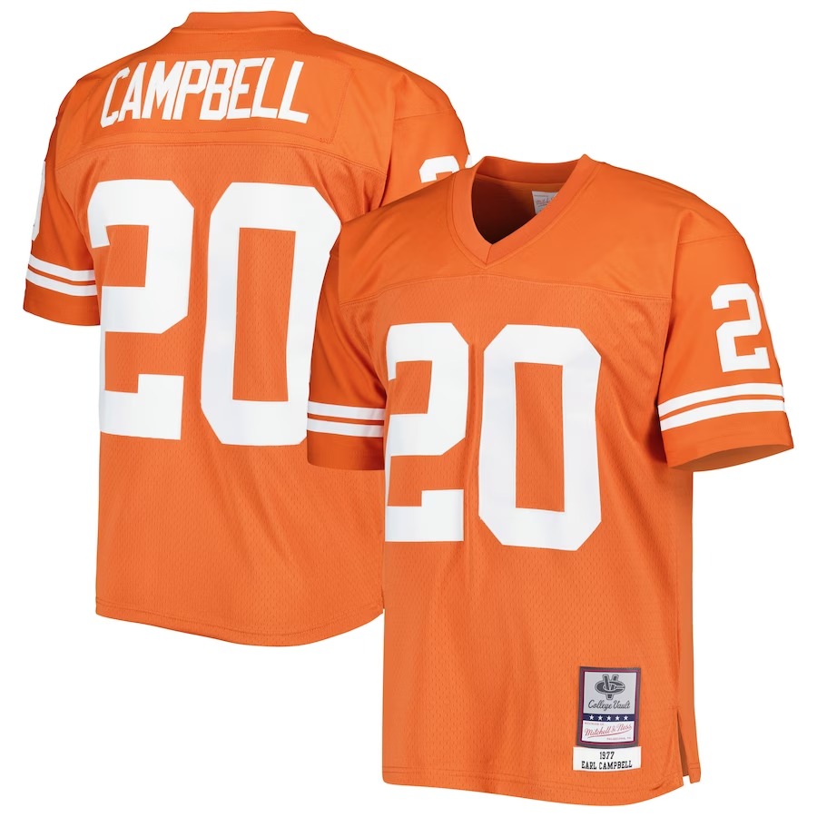 Earl Campbell Texas Longhorns Mitchell & Ness Throwback Jersey - Texas Orange - Ujersey Shop