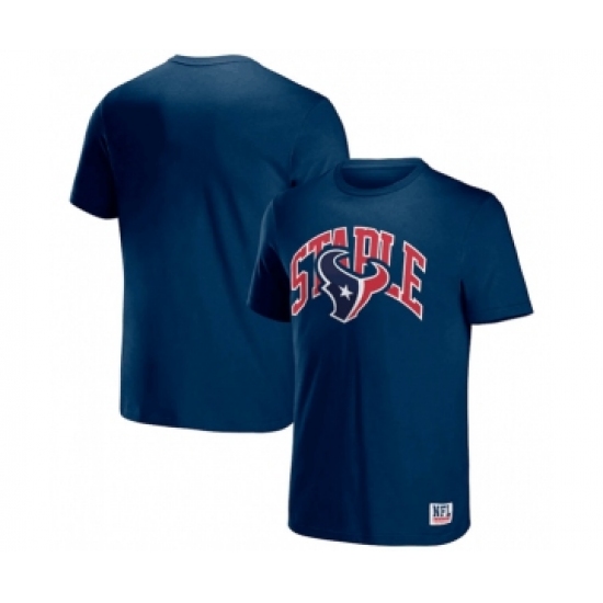 Men's Houston Texans x Staple Navy Logo Lockup T-Shirt - Ujersey Shop