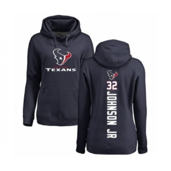 Football Women's Houston Texans #32 Lonnie Johnson Navy Blue Backer Pullover Hoodie - Ujersey Shop