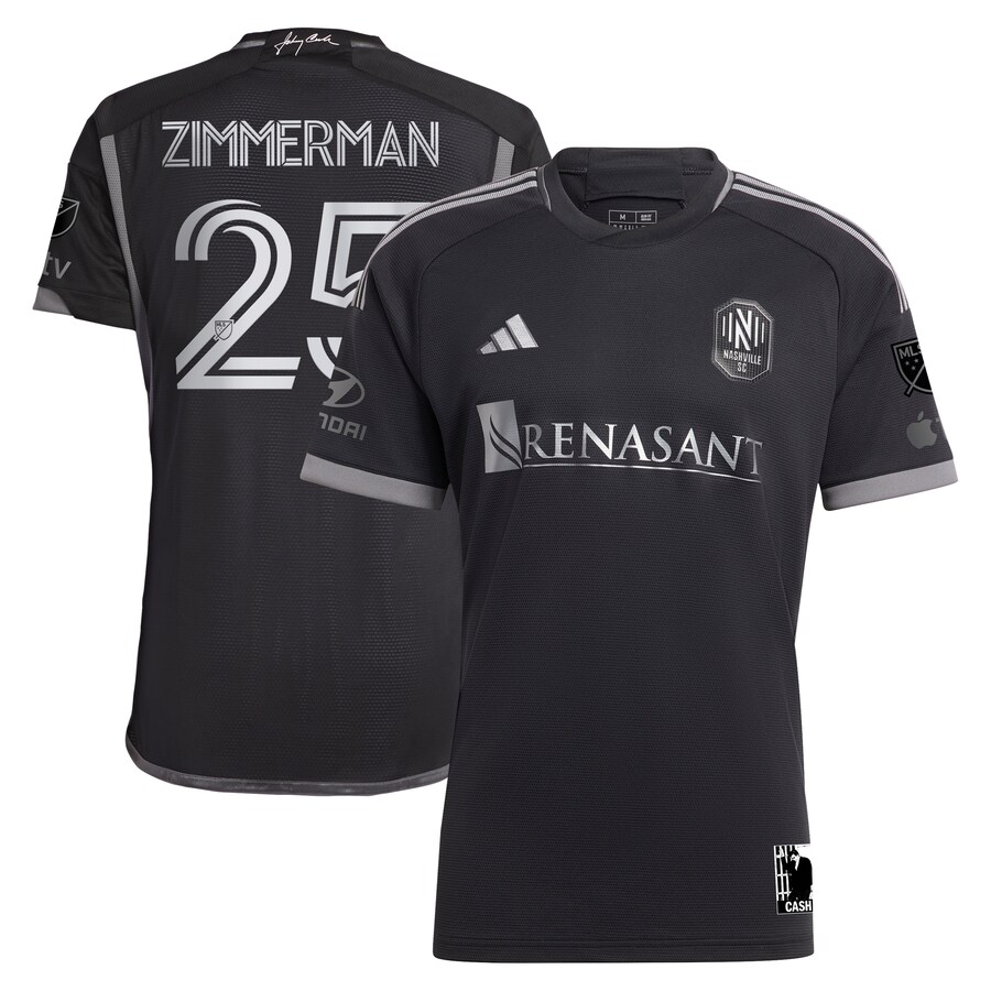 Men's Nashville SC Walker Zimmerman adidas Black 2023 Man In Black Kit Authentic Player Jersey - Ujersey Shop