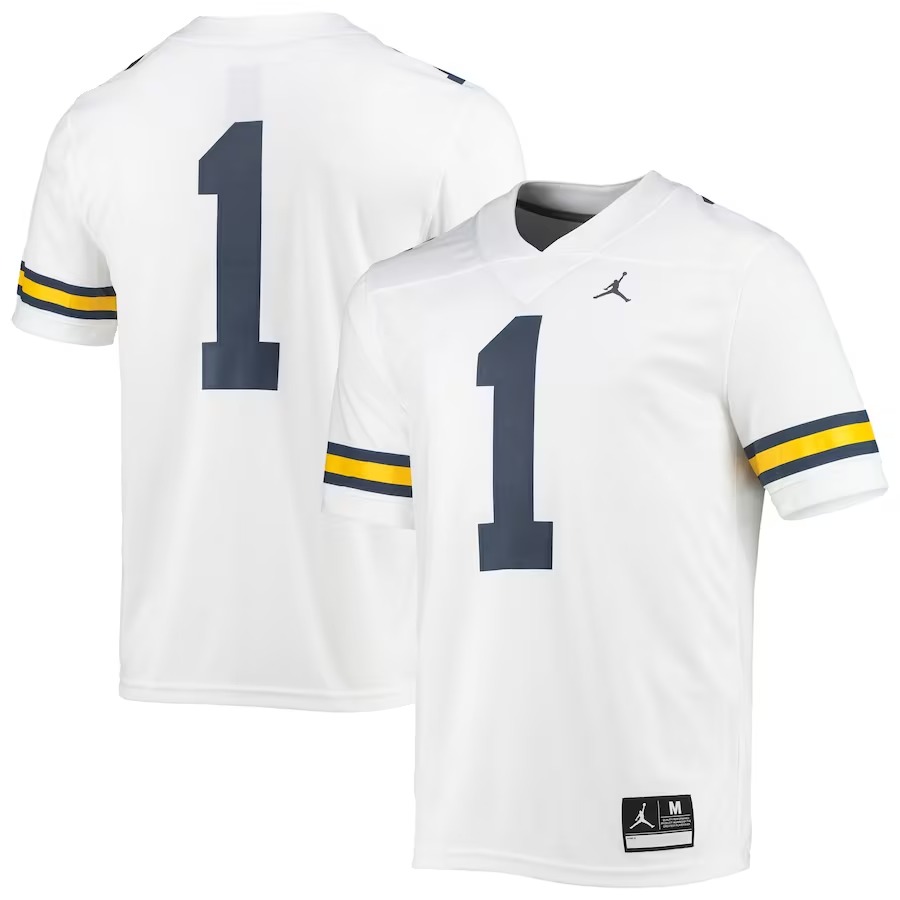 #1 Michigan Wolverines Jordan Brand Game Jersey - White - Ujersey Shop