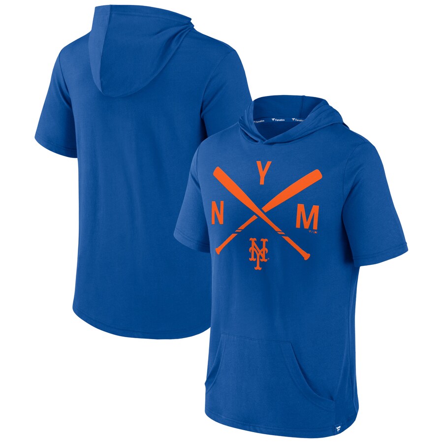 Men's New York Mets Fanatics Royal Iconic Rebel Short Sleeve Hooded Top - Ujersey Shop