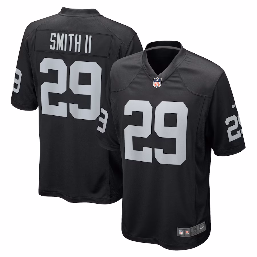 Men's Las Vegas Raiders Christopher Smith II Nike Black Team Game Jersey - Ujersey Shop