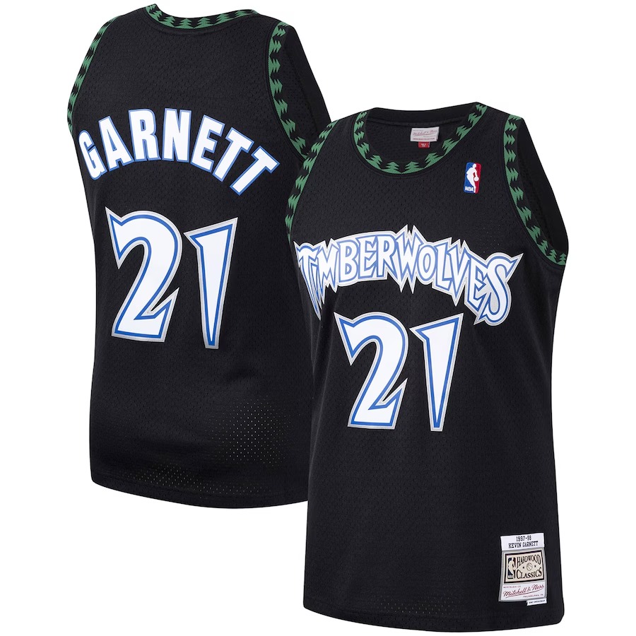 Men's Minnesota Timberwolves Kevin Garnett Mitchell & Ness Black Hardwood Classics Swingman Jersey - Ujersey Shop