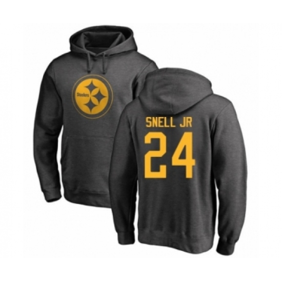 Pittsburgh Steelers #24 Benny Snell Jr. Ash One Color Pullover Hoodie - Ujersey Shop