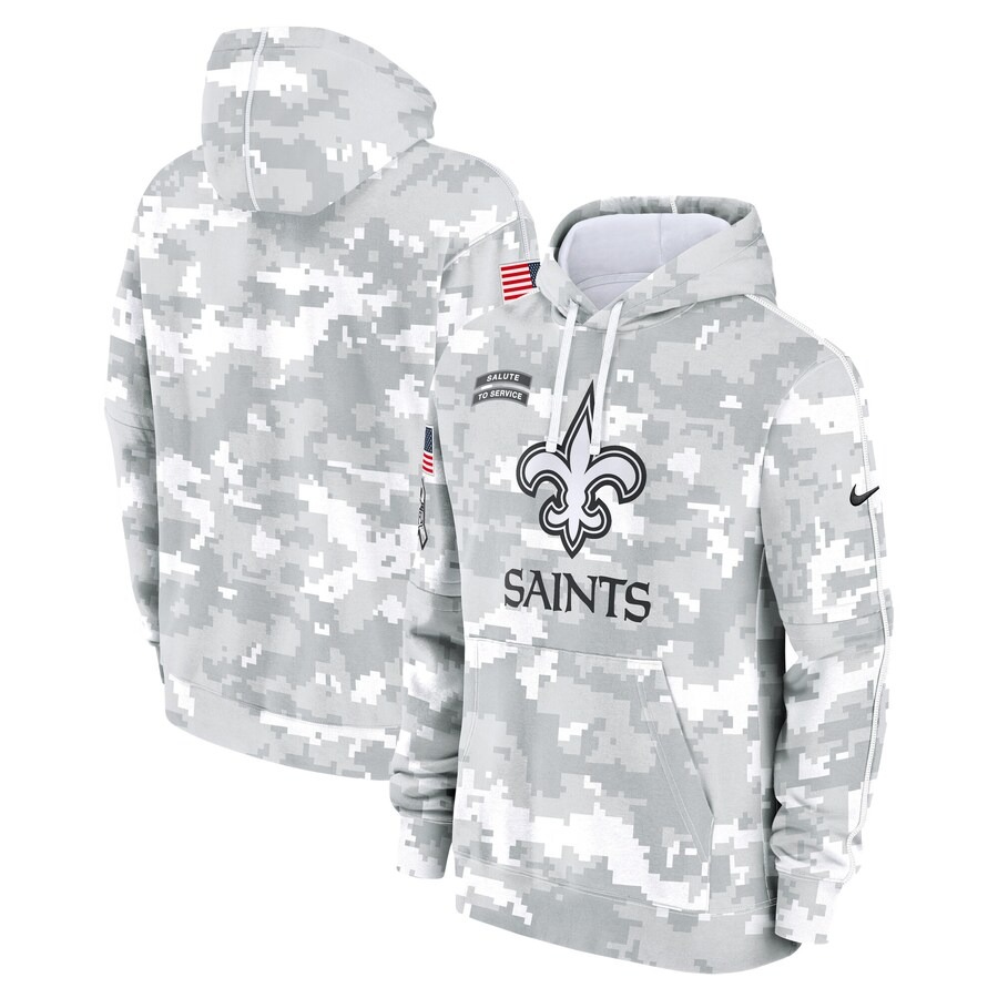 Men's New Orleans Saints Nike Arctic Camo 2024 Salute to Service Club Fleece Pullover Hoodie - Ujersey Shop