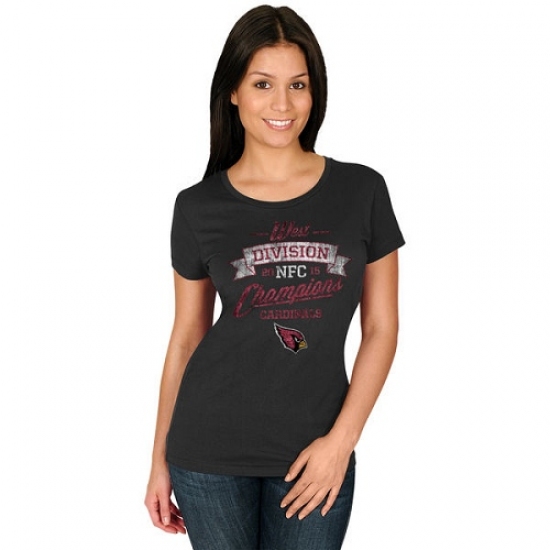 NFL Women Arizona Cardinals Majestic Black 2015 NFC West Division Champions T-Shirt - Ujersey Shop